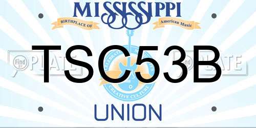TSC53B Mississippi License Plate