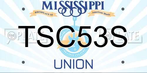 TSC53S Mississippi License Plate