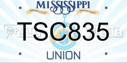 TSC835 Mississippi License Plate