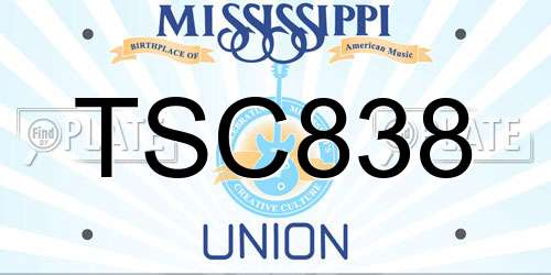TSC838 Mississippi License Plate