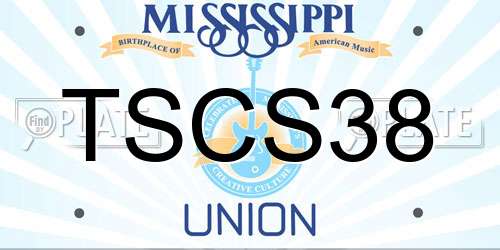 TSCS38 Mississippi License Plate