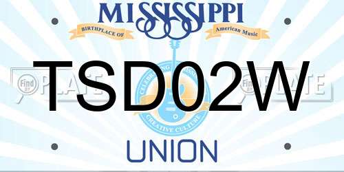 TSD02W Mississippi License Plate