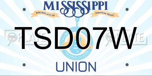 TSD07W Mississippi License Plate