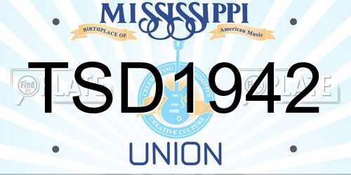 TSD1942 Mississippi License Plate