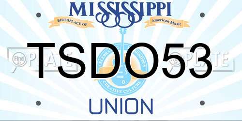 TSDO53 Mississippi License Plate