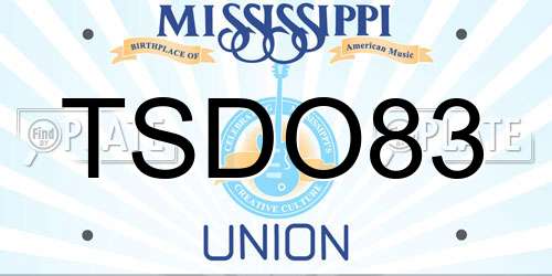 TSDO83 Mississippi License Plate