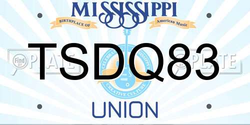 TSDQ83 Mississippi License Plate