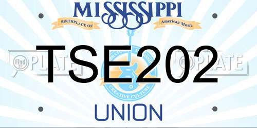TSE202 Mississippi License Plate