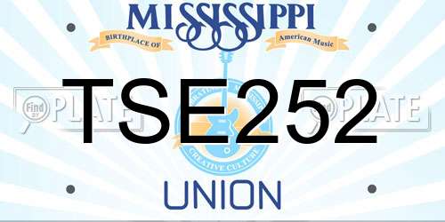 TSE252 Mississippi License Plate