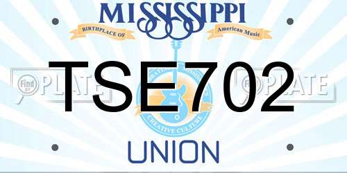 TSE702 Mississippi License Plate