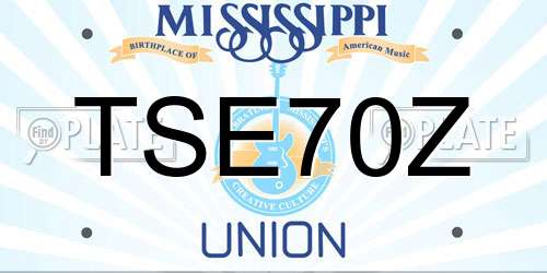 TSE70Z Mississippi License Plate