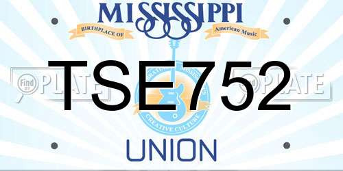 TSE752 Mississippi License Plate