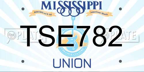 TSE782 Mississippi License Plate