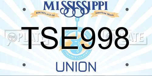 TSE998 Mississippi License Plate