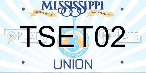 TSET02 Mississippi License Plate