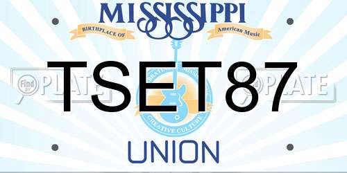 TSET87 Mississippi License Plate
