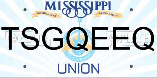 TSGQEEQ Mississippi License Plate