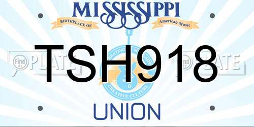 TSH918 Mississippi License Plate