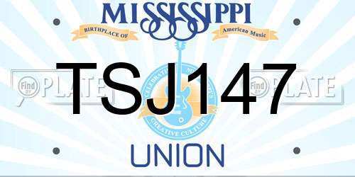 TSJ147 Mississippi License Plate