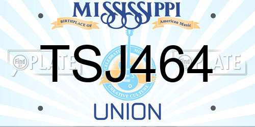 TSJ464 Mississippi License Plate