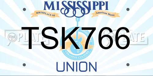 TSK766 Mississippi License Plate