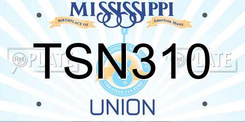 TSN310 Mississippi License Plate