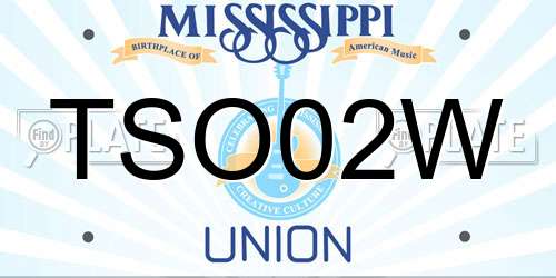TSO02W Mississippi License Plate