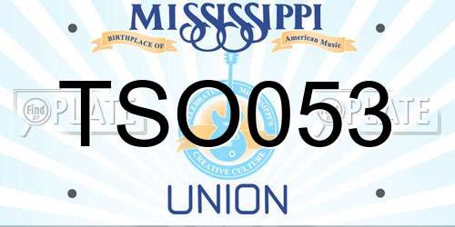TSO053 Mississippi License Plate