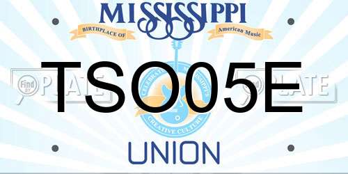 TSO05E Mississippi License Plate