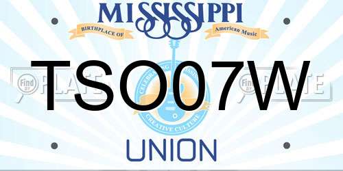 TSO07W Mississippi License Plate