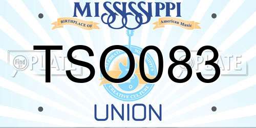 TSO083 Mississippi License Plate