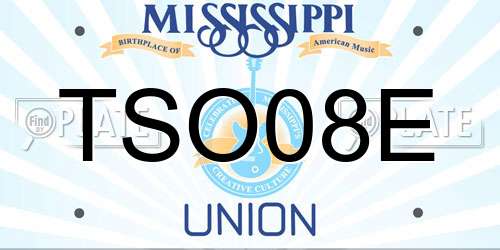 TSO08E Mississippi License Plate
