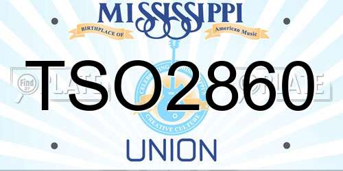 TSO2860 Mississippi License Plate