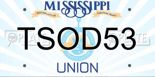 TSOD53 Mississippi License Plate