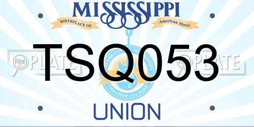 TSQ053 Mississippi License Plate