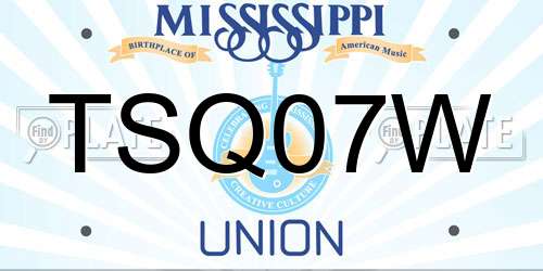 TSQ07W Mississippi License Plate