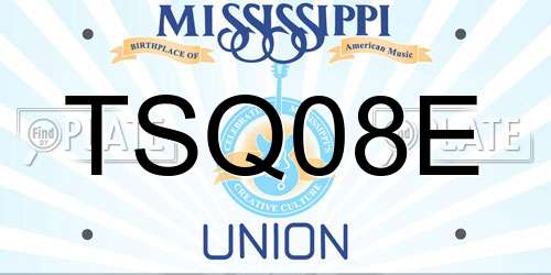 TSQ08E Mississippi License Plate