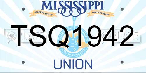 TSQ1942 Mississippi License Plate