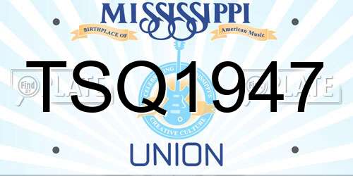 TSQ1947 Mississippi License Plate