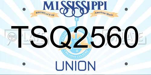 TSQ2560 Mississippi License Plate