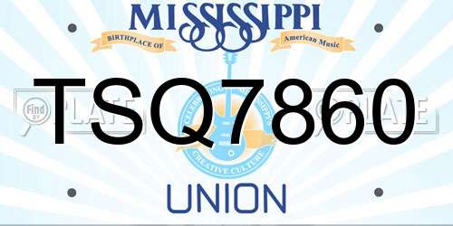 TSQ7860 Mississippi License Plate