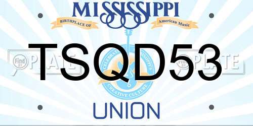 TSQD53 Mississippi License Plate