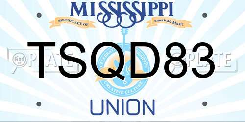 TSQD83 Mississippi License Plate