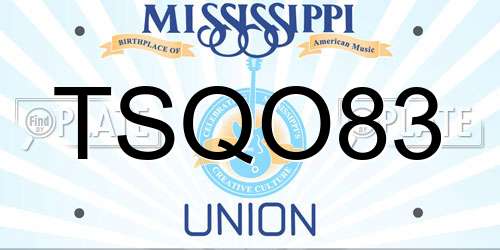 TSQO83 Mississippi License Plate