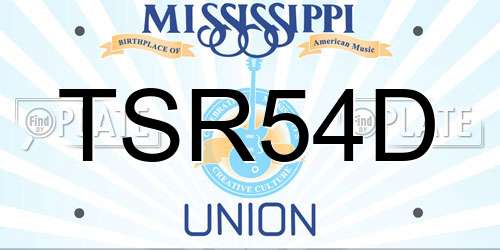 TSR54D Mississippi License Plate