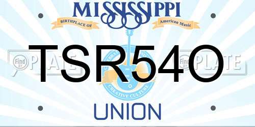 TSR54O Mississippi License Plate