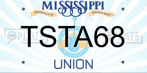TSTA68 Mississippi License Plate