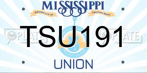 TSU191 Mississippi License Plate