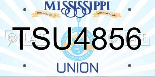 TSU4856 Mississippi License Plate