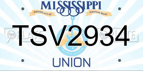 TSV2934 Mississippi License Plate